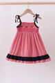 Flag smocked gingham dress