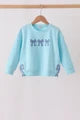 Blue Floral Bow Applique Top