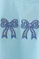 Blue Floral Bow Applique Top