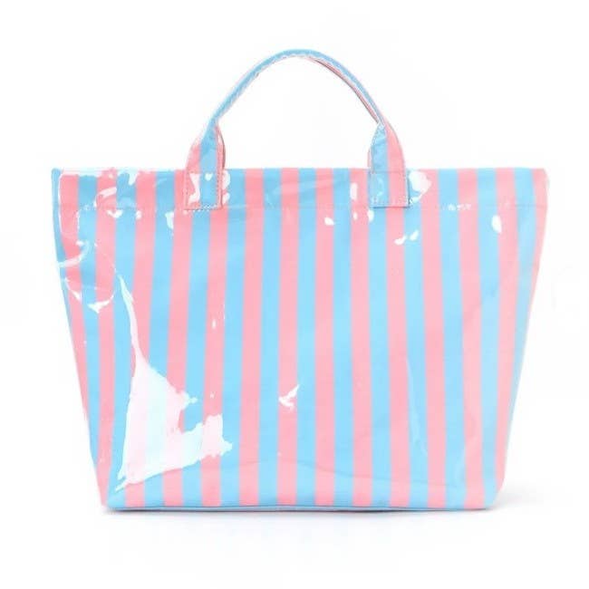 Lg Striped Vinyl Tote