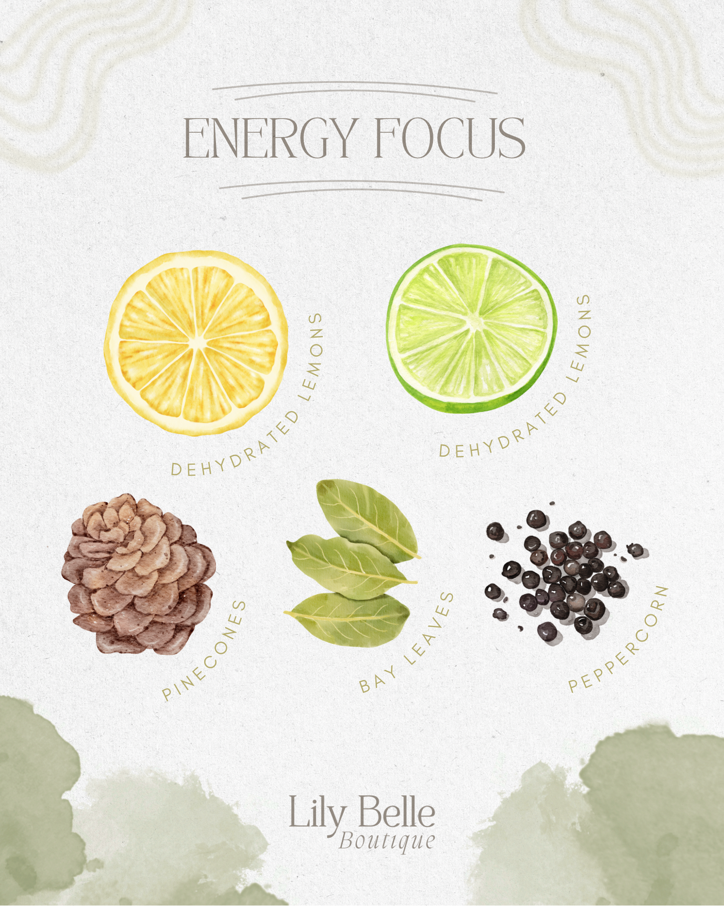 Energy Focus Simmer Pot | Lemon Lime Peppercorn Bay Leaves