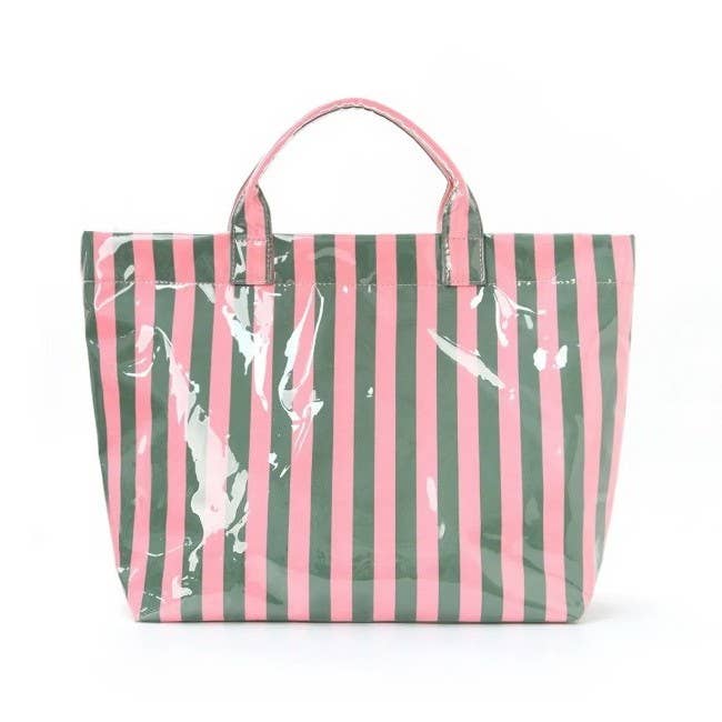 Lg Striped Vinyl Tote