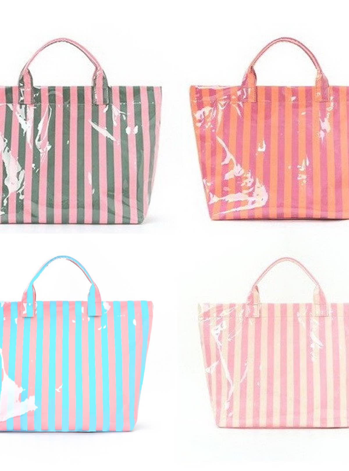 Lg Striped Vinyl Tote