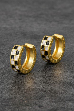 Checker Huggie Earrings