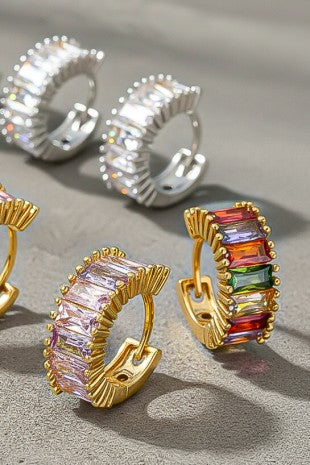 Huggie With Baguette Cut