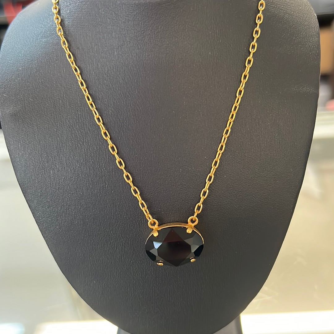 Gold Single Crystal Necklace