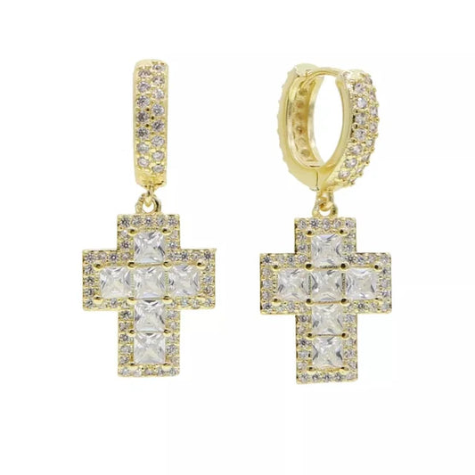 The Katelyn Cross Huggies Earrings