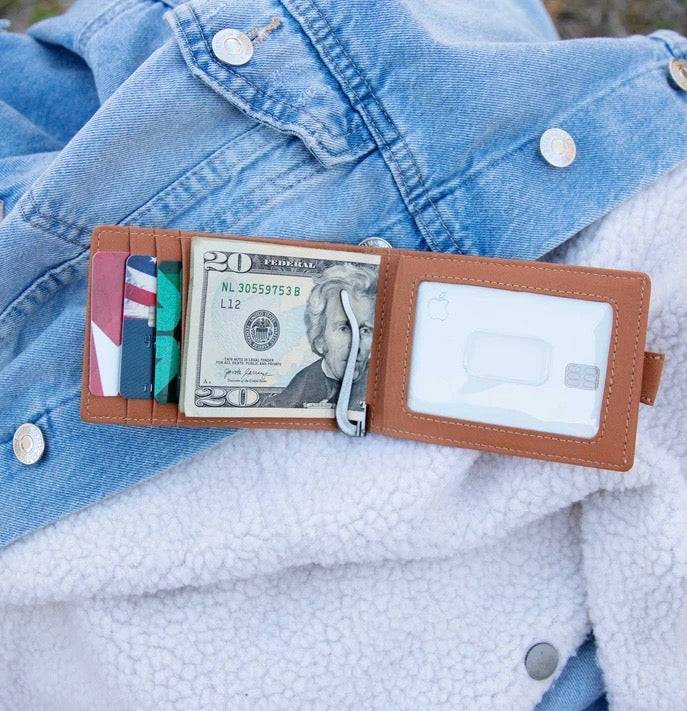 Leather Bi-Fold Money Clip Wallet